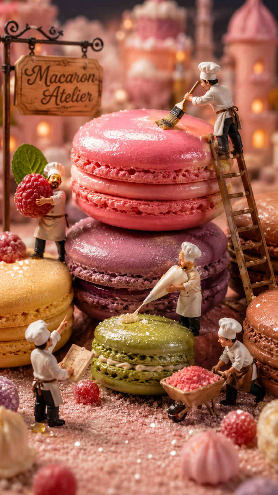 Miniature Food Diorama Workers Prompt
